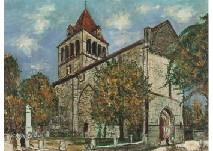 EGLISE DE VIEUX MAREUIL(DORDOGNE) by Maurice Utrillo